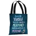 One Bella Casa One Bella Casa 73884TT18P 18 in. Be a Mermaid Polyester Tote Bag; Navy 73884TT18P